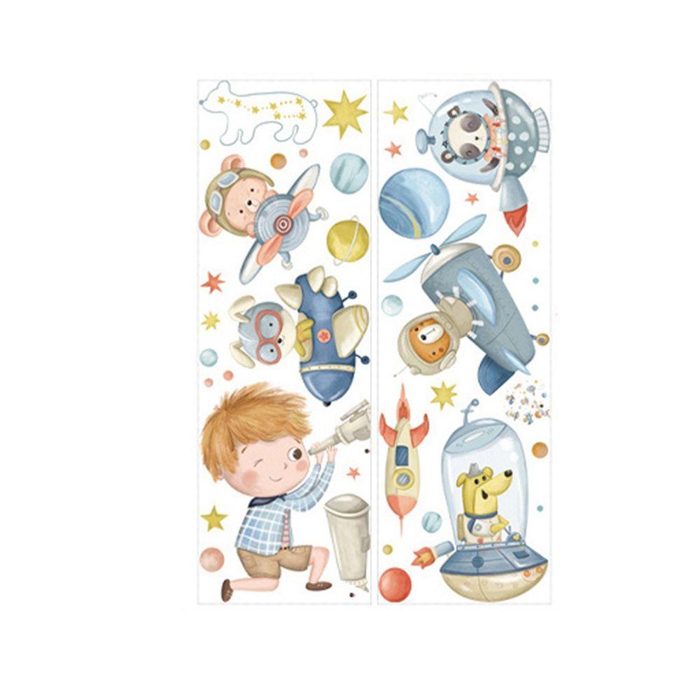 Sticker Dán Tường PVC Hình Phi Hành Gia Hoạt Hình Trang Trí Phòng Khách