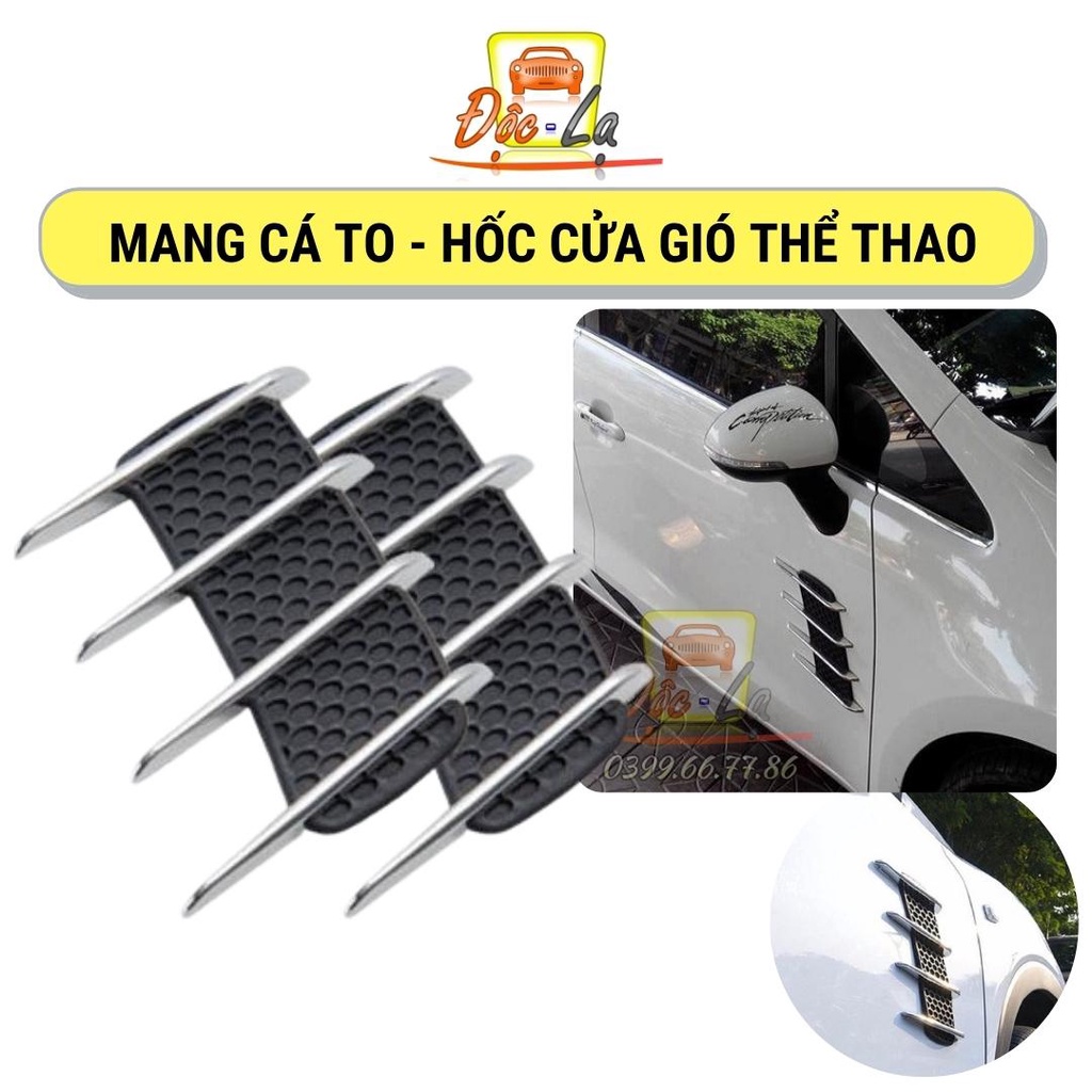 Bộ 2 mang cá loại lớn trang trí 2 bên sườn xe hơi ô tô mô phỏng cửa gió chống va đập - chống xước xe