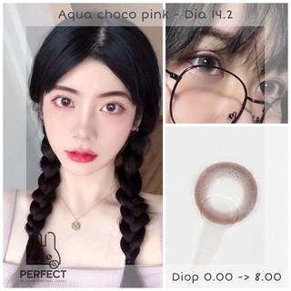 LINK 2 (GIÁ 1 CHIẾC) 14.2 - Lens Aqua Choco Pink (0.00 -> 8.00) - KÍNH ÁP TRÒNG
