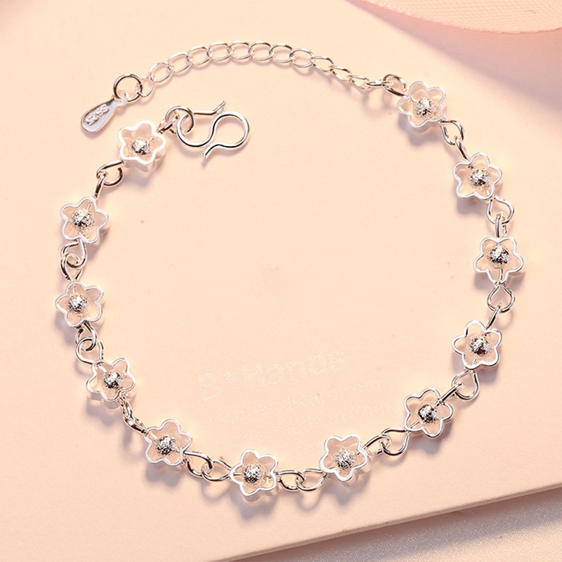 Vòng Tay Bạc 925 Mặt Hoa Trái Tim Thời Trang Cho Nữ