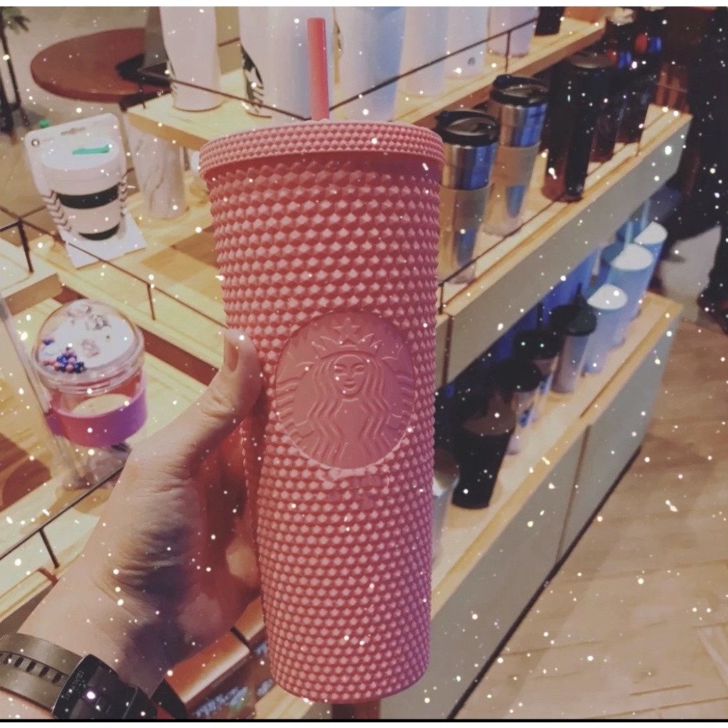 Còn hàng 🔥 chính hãng trong Số lượng có hạn Cốc rơm có thể tái sử dụng của Starbucks Dòng Sầu riêng Frosted Dòng kim cương Studded-cynt