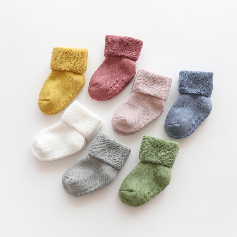 vớ trẻ em Vớ Cotton Dày Mềm Mại Chống Trượt Cho Bé Sơ Sinh 0-3 Tuổi