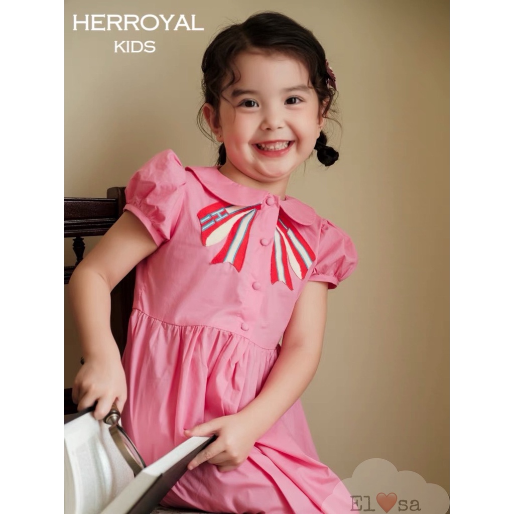 Váy bé gái - ĐẦM  babydoll hồng thêu nơ đáng yêu cho bé 1-5 Tuổi ANNAKIDS