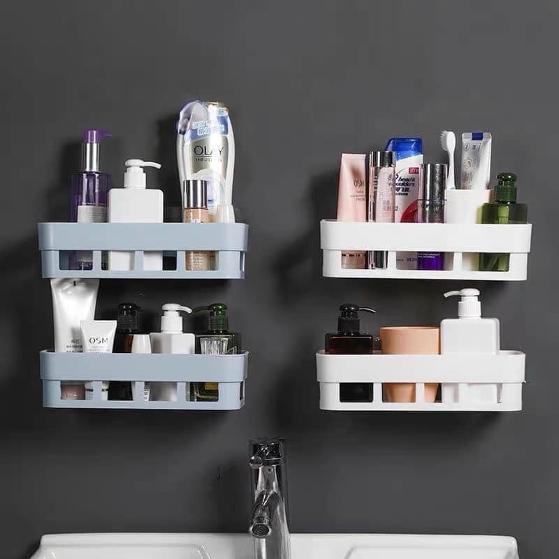 Kệ dán tường đa năng tiện lợi, kệ nhựa để đồ nhà tắm, giá treo tường đựng đồ nhà bếp