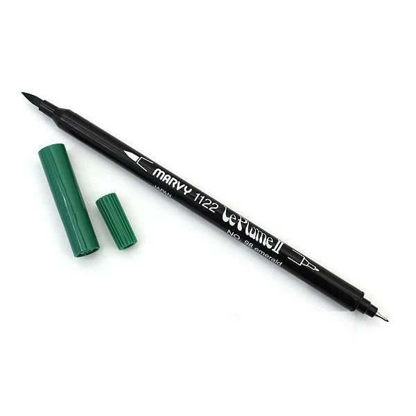 Bút lông đầu cọ viết calligraphy Marvy Le Plume II Double-Sided Watercolor Marker - Màu xanh lá đậm (Emerald - 98)