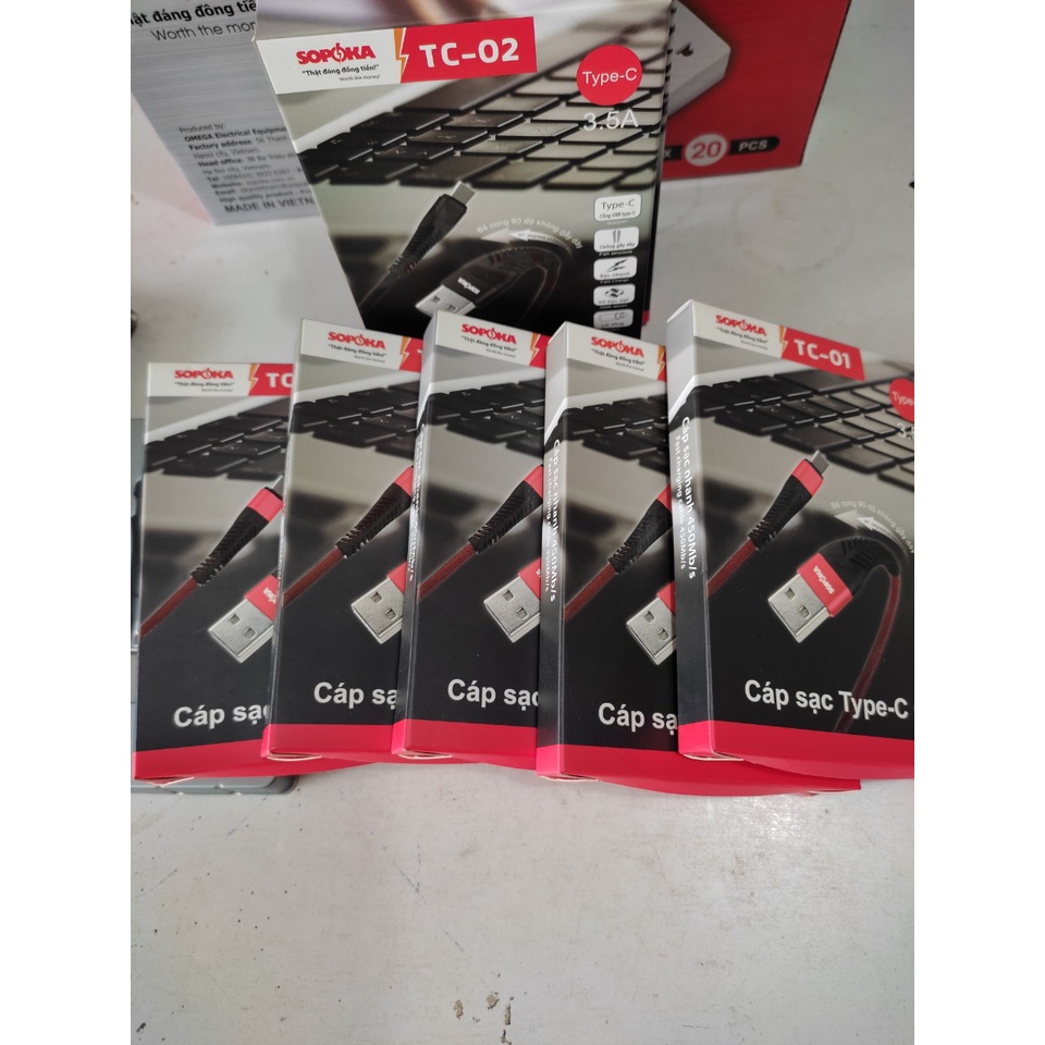 Cáp sạc dây sạc điện thoại SOPOKA DQ01 chân Micro USB  sạc nhanh TC-01 dây bọc sợi chính hãng dây 1M
