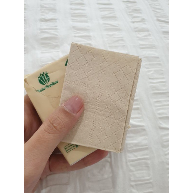 Giấy ăn bỏ túi làm từ bột trúc nguyên sinh không tẩy trắng Bobo Bamboo Siêu Dai 10 Tờ/Gói