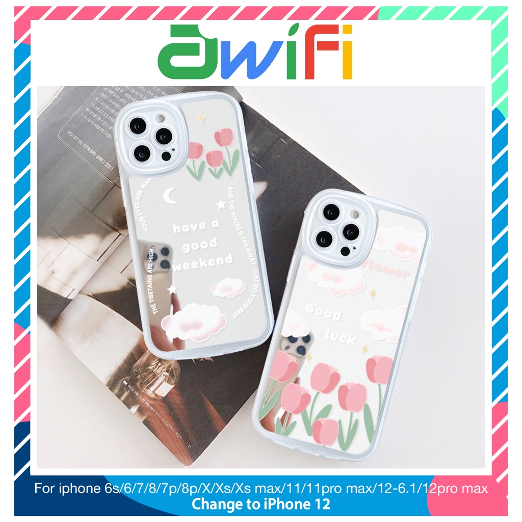 Ốp lưng iphone gương cạnh vuông hoa hồng good 6/6plus/7/7plus/8/8plus/x/xs/11/12/13/pro/max/plus/promax-Sale HOT F4-1