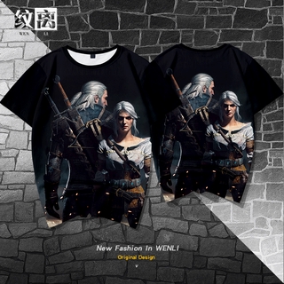 Áo Thun Tay Ngắn Cổ Tròn Dáng Rộng In Hình Game The Witcher 3 Cá Tính