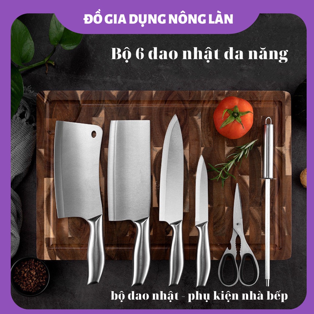 Bộ Dao Kéo 6 Món Nhật Bản Cao Cấp, Sét Dao 6 Món Thép Nhật Bản Chống Gỉ siêu rẻ