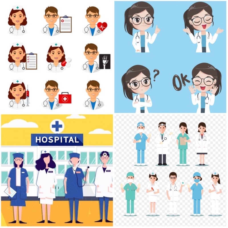 Sticker chủ đề bác sĩ Doctor 30-60 cái ép lụa khác nhau / hình dán Bác sĩ