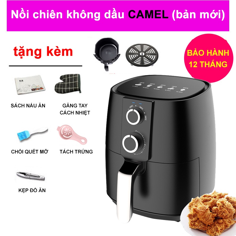 Nồi chiên không dầu Camel cao cấp tặng kèm quà tặng bảo hành 12 tháng (bản mới 2022)