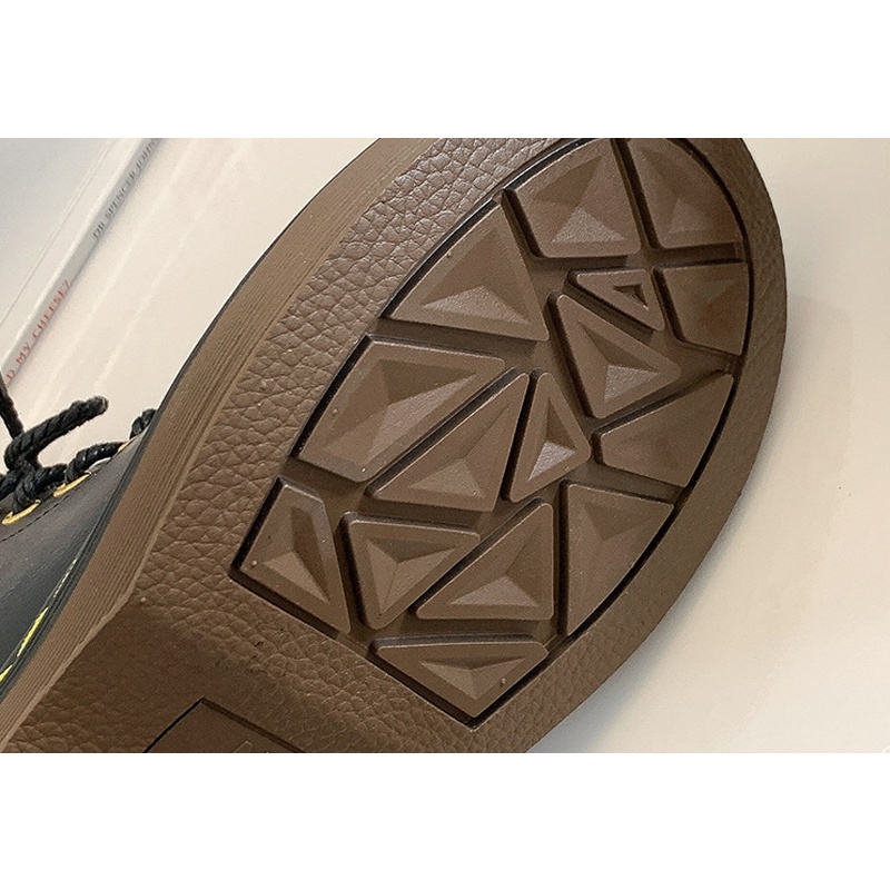 Giày boot Martin IELGY mũi tròn đế dày thiết kế cột dây phong cách Anh Quốc thời trang cho nữ