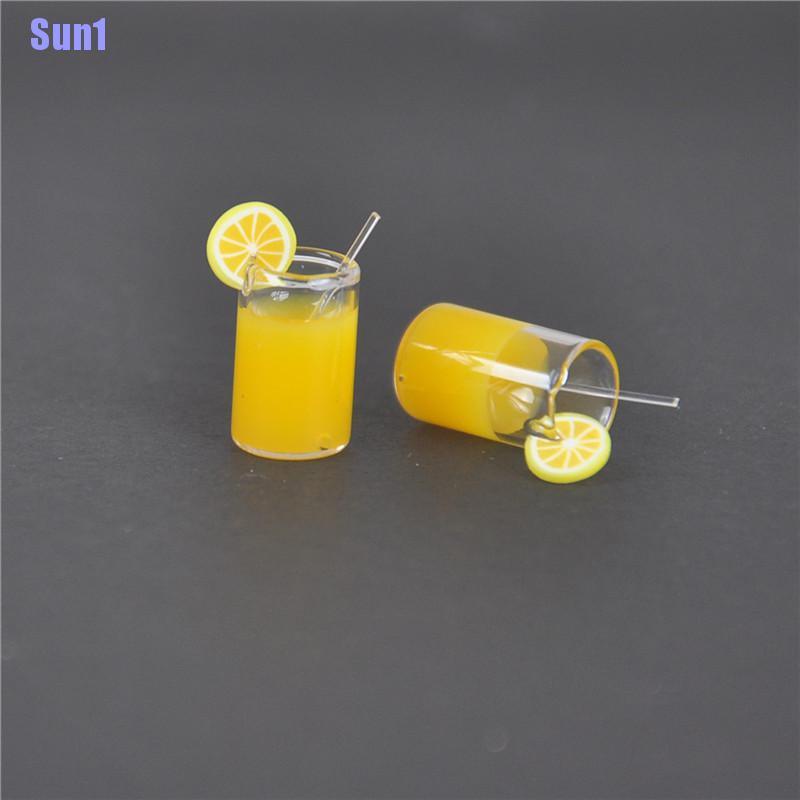 Bộ 2 Ly Nước Ép Trái Cây Mini Tỉ Lệ 1: 12 Trang Trí Nhà Búp Bê
