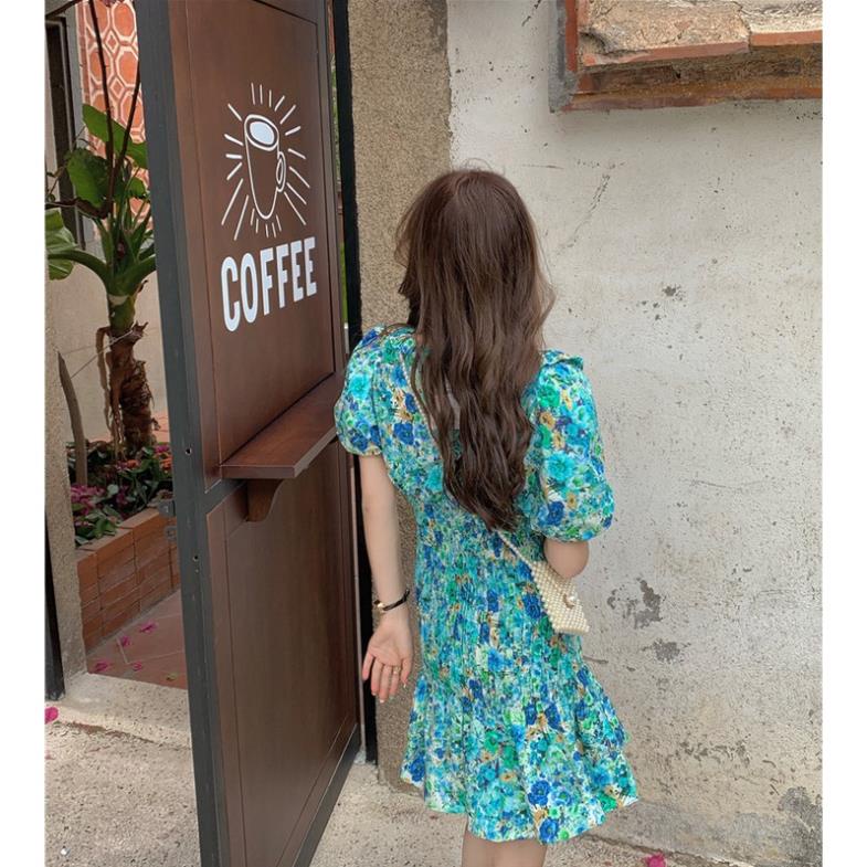 Zara Morocco full tag - Đầm Zara hoa xanh xinh mát DH12TBG48N10 New