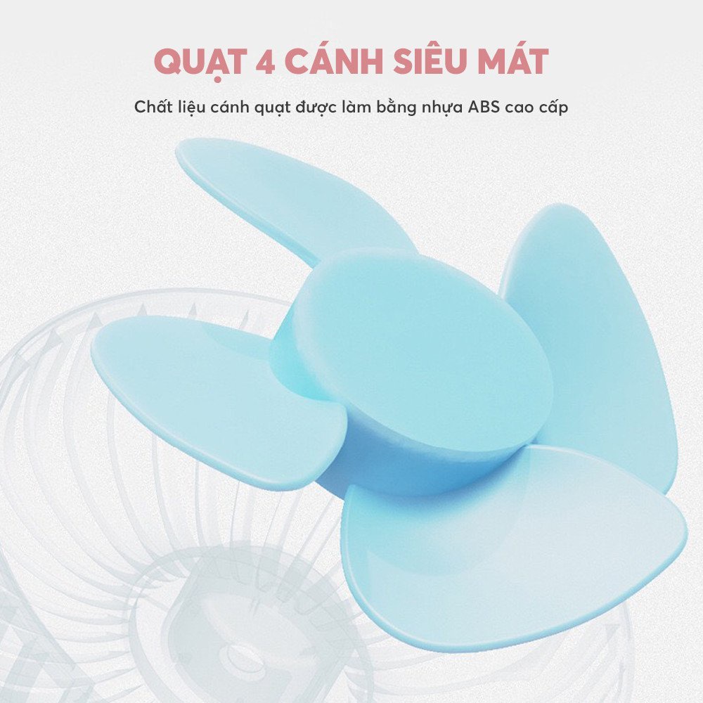 Quạt mini cầm tay tích điện N9 G01 3 tốc độ dùng 8h liên tục đế cố định để bàn