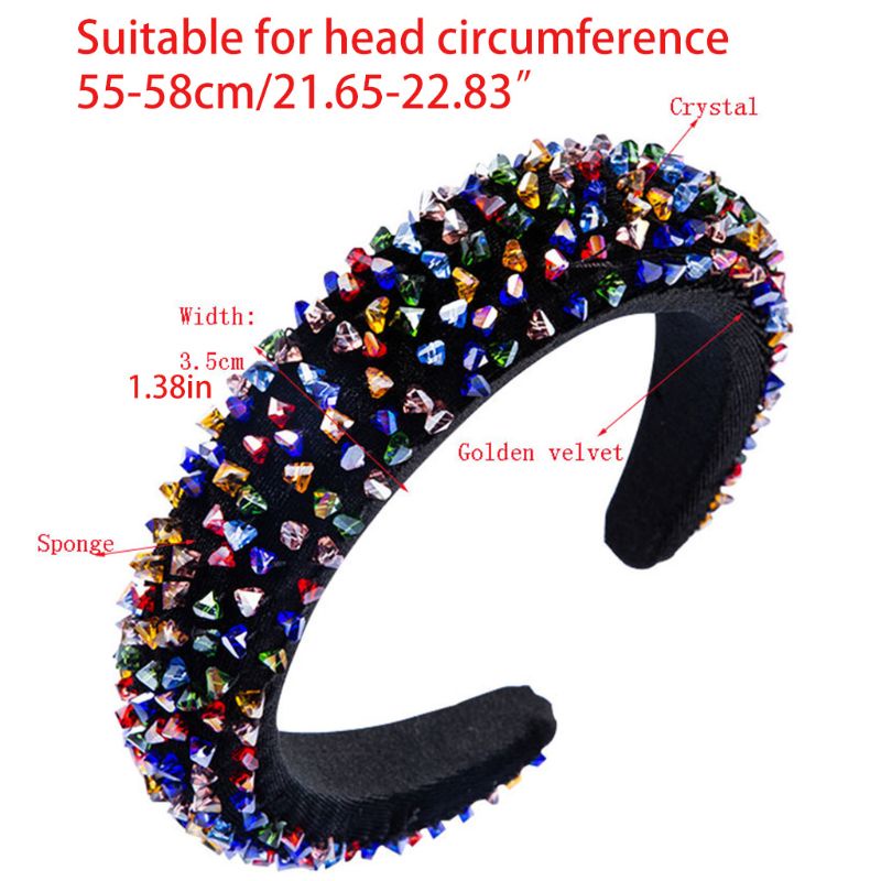 Băng Đô Vải Nhung Đính Hạt Thủy Tinh Nhiều Màu Sắc Phong Cách Baroque