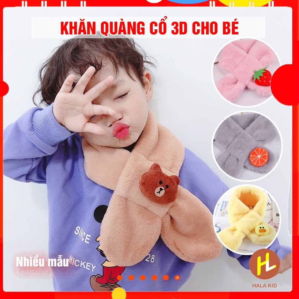Khăn quàng cổ 3D họa tiết dễ thương, khăn mềm mịn, giữ ấm cho bé