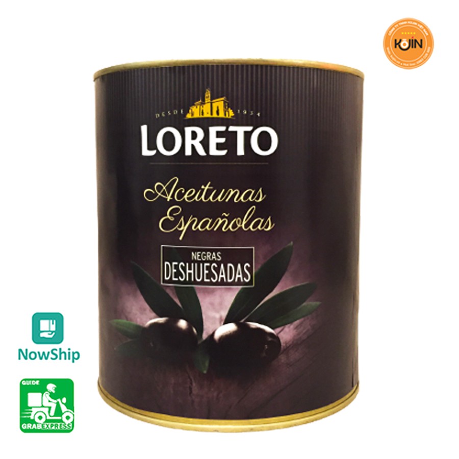 Oliu Đen Tách Hạt Kojin Hiệu Loreto, Quả oliu Comaro Quả Oliu Muối Nhập Khẩu Tây Ban Nha Hộp Thiếc 3kg