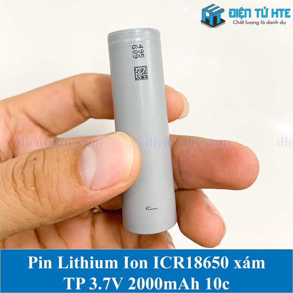 Pin Lithium Ion ICR18650 18650 2000mAh xả 10c 20A TP Xám