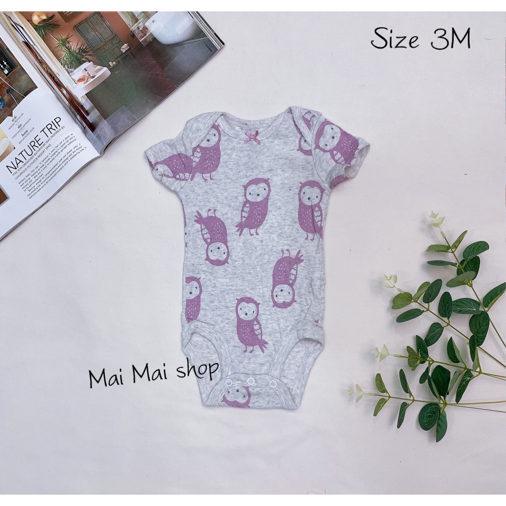 0-3M chọn màu- Gái) Body chip TAY NGẮN xuất dư cổ tròn, cổ đáp chéo cho bé Gái sz 0-3M- Bộ liền thân cho bé