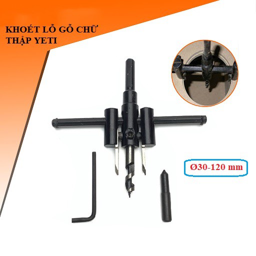 Bộ khoét lỗ đường kính 30-120mm, lưỡi  hợp kim cacbua Vonfram siêu cứng, sắc, bền- Chịu mài mòn tốt