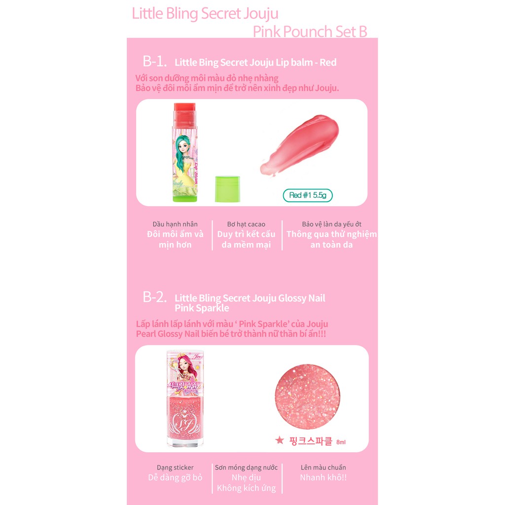 Set trang điểm cho bé Little Bling Secret Jouju Pink Pounch | BigBuy360 - bigbuy360.vn
