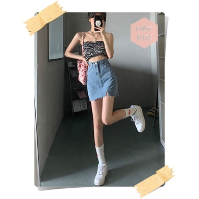 (CÓ SẴN) Chân váy bò Chân váy jean jeans FIRST DATE ngắn xẻ tà váy denim nữ mới túi cạp cao hông váy chữ A | BigBuy360 - bigbuy360.vn
