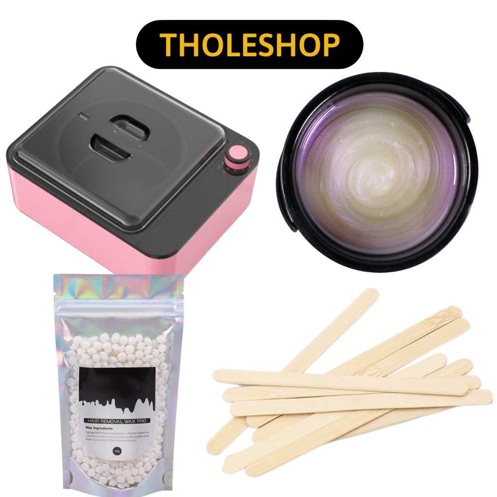 Combo Nồi Nấu Sáp Wax Lông Chống Dính + 100gr Sáp Cao Cấp Tặng Kèm 5 Que Gỗ