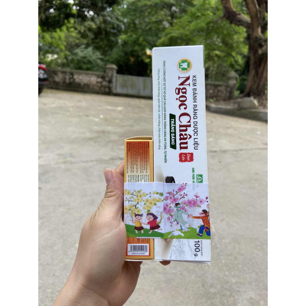 KEM ĐÁNH RĂNG DƯỢC LIỆU NGỌC CHÂU TRẮNG SÁNG 100G  CÓ QUÀ TẶNG
