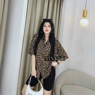 Sét áo sơ mi beo kèm quần ngố xinh