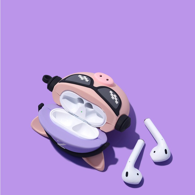 Bao airpod  vỏ airpod đầu chú heo hiphop hàng chất lượng cao