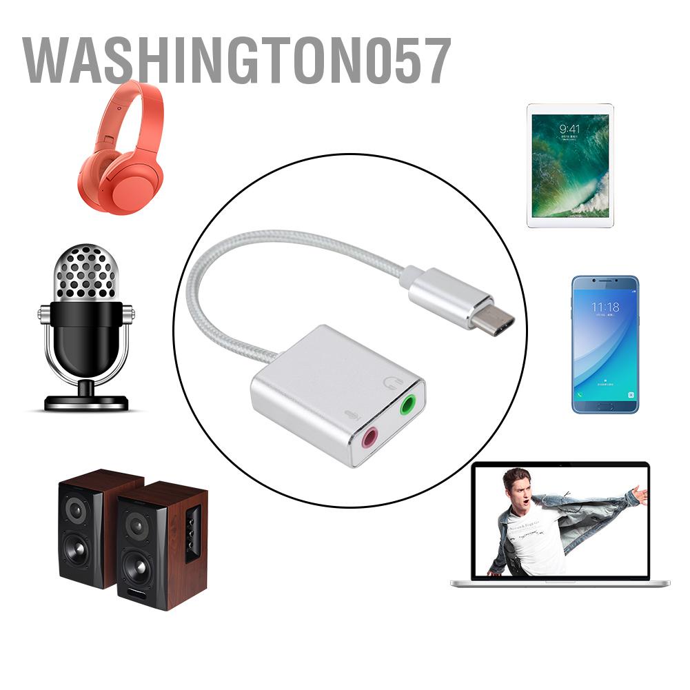 Washington057 Washington057 Hợp kim nhôm Loại C Bộ chuyển đổi âm thanh cạc stereo bên ngoài 3 5 mm EZ1247