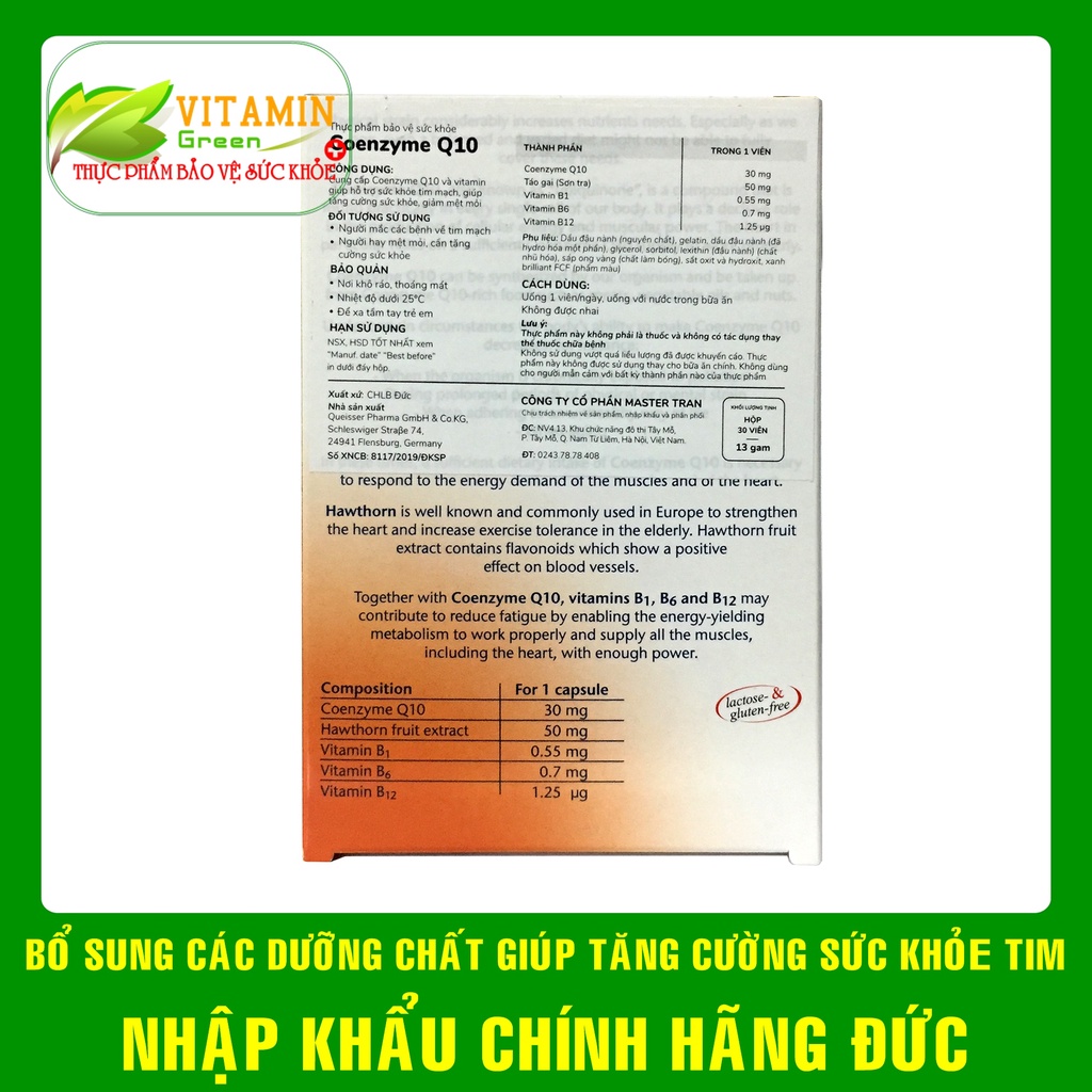 Doppelherz Coenzyme Q10 giúp tăng cường chức năng tim mạch, ổn định huyết áp | NHẬP KHẨU CHÍNH HÃNG ĐỨC