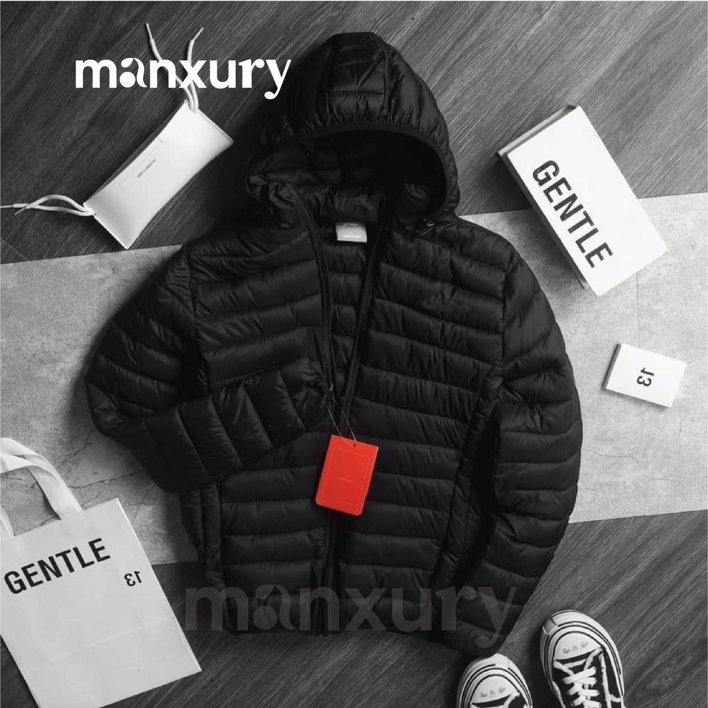 Áo phao nam đẹp kiểu dáng năng động, Áo khoác phao nam siêu nhẹ thể thao trẻ trung có mũ tháo rời MANXURY