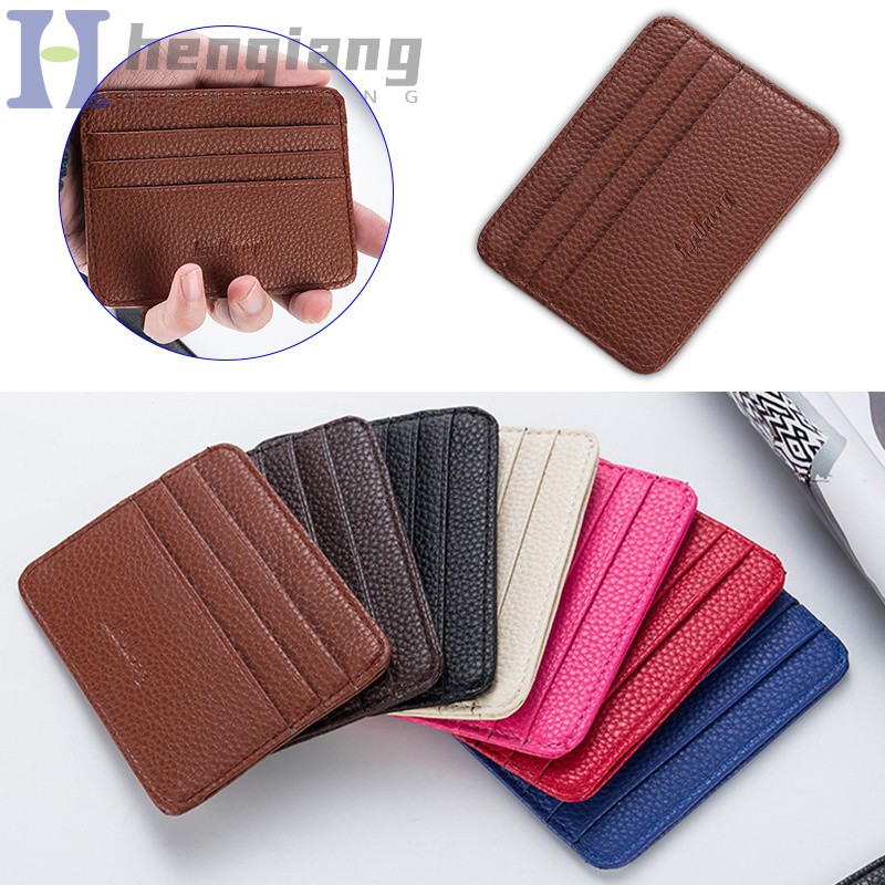 Fashion Women Slim Minimalist Wallet PU Leather Credit Card Holder Short Purse