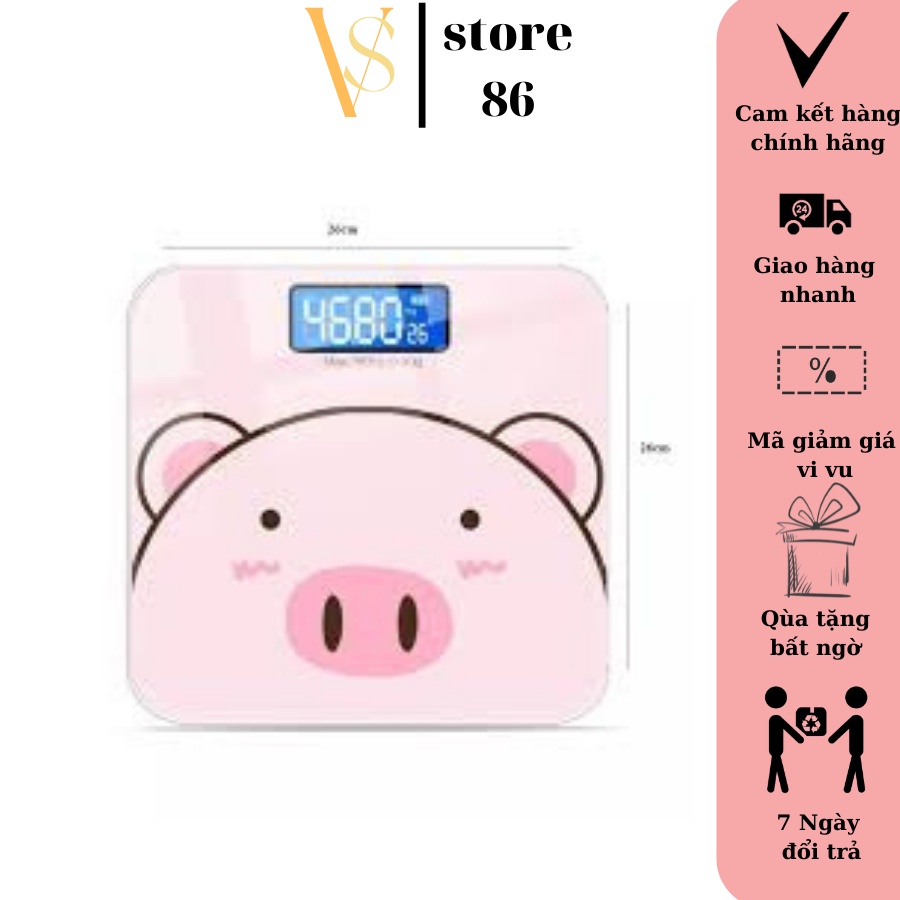 Cân điện tử sức khỏe gia đình hình con heo màu hồng cực xinh - Tặng kèm pin AAA VS STORE