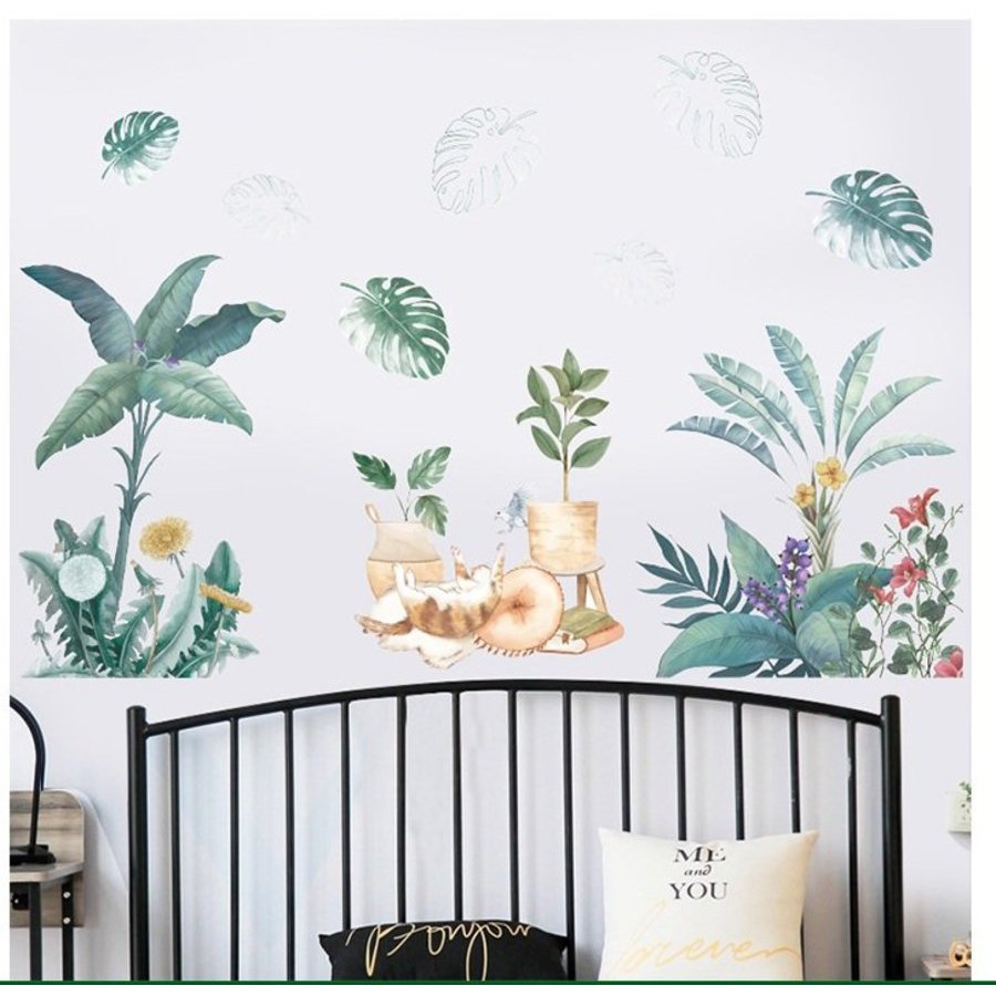 Decal trang trí những chú mèo nghộ nghĩnh - Giấy dán tường phòng khách, phòng ngủ, phòng bé đáng yêu có keo sẵn