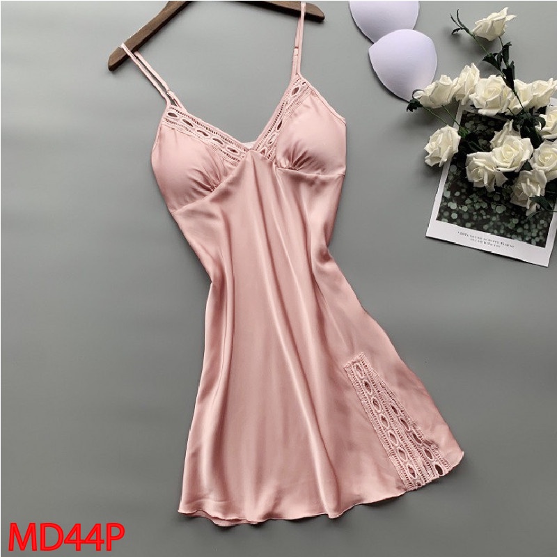 Áo Đầm Ngủ Hai Dây Mặc Nhà Lụa Mềm Mịn AMANTA AMTD44