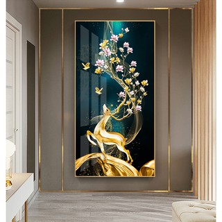 Tranh treo tường VTC tranh hiện đại sừng nai nở hoa chất liệu bóng kính hoặc vải canvas 202003071423572717962
