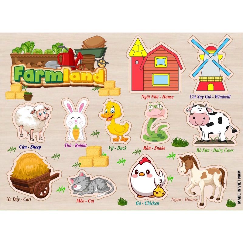 Đồ chơi bảng núm gỗ loại 20x30 cm chọn chủ đề, bảng ghép xịn xò cho bé làm quen với thế giới xung quanh