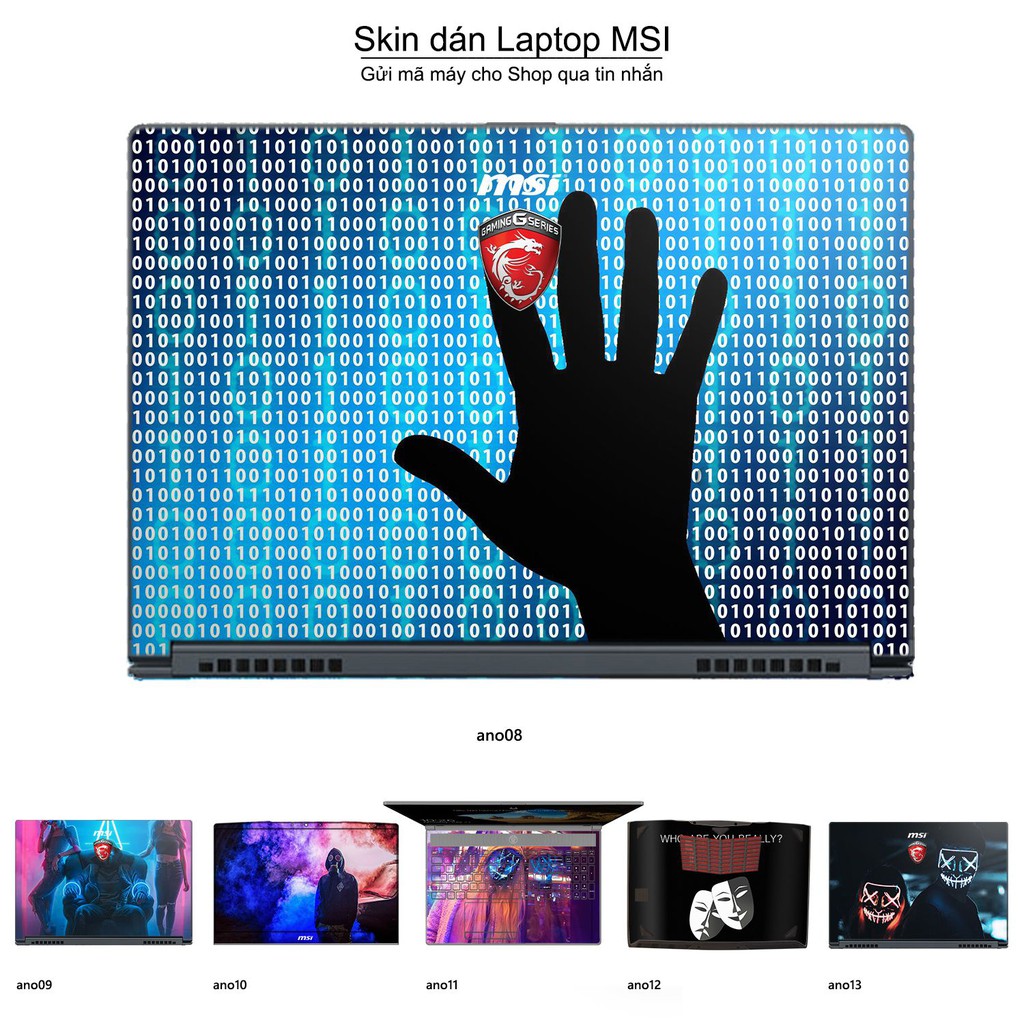 Skin dán Laptop MSI in hình Anonymous _nhiều mẫu 2 (inbox mã máy cho Shop)