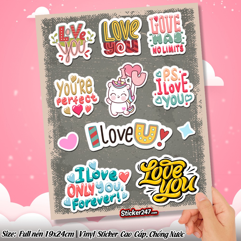 Sticker I Love You tình yêu 𝑭𝒓𝒆𝒆𝒔𝒉𝒊𝒑 chống nước decal hình dán laptop, điện thoại, đàn, mũ bảo hiểm, ipad, guitar, vali