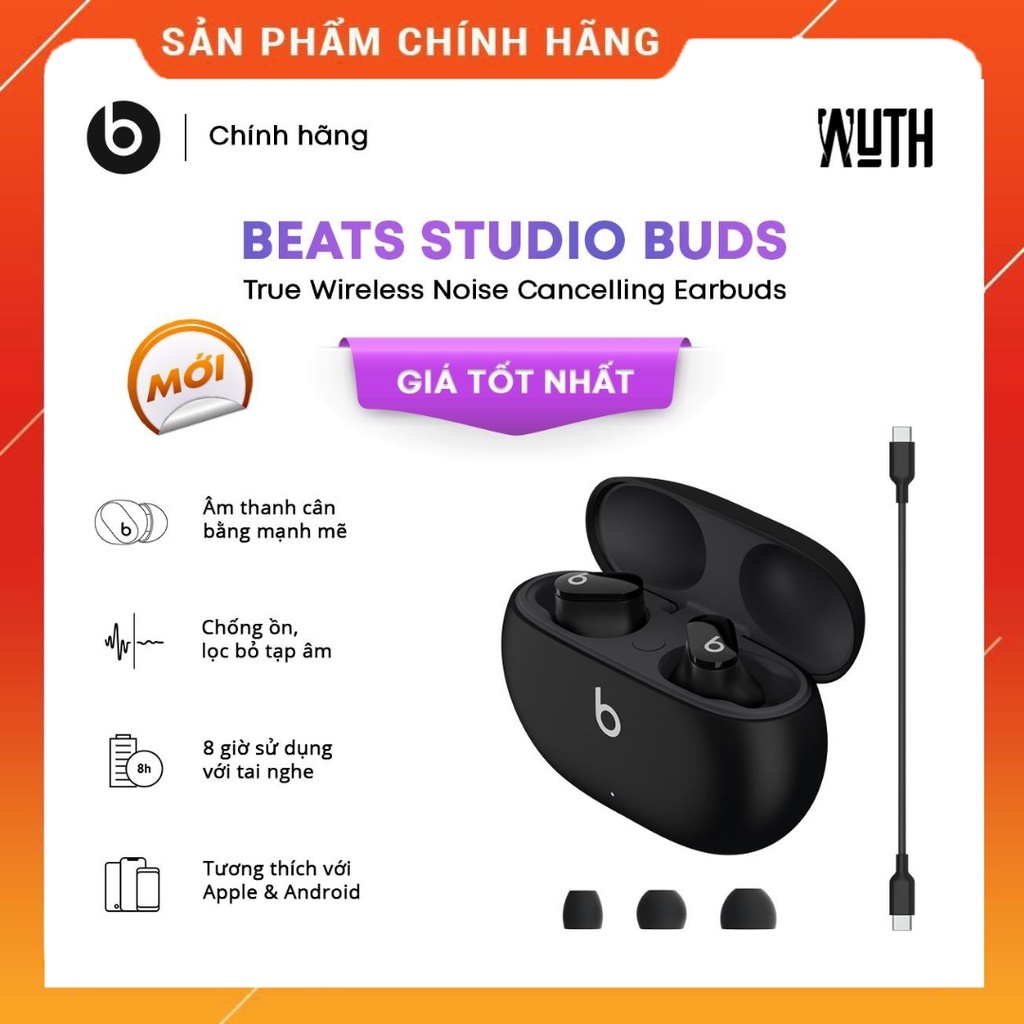 BEATS Studio Buds Tai nghe Bluetooth không dây, Tai nghe Beats chống ồn chủ động| Tai nghe thể thao | SHOPAUTHVN
