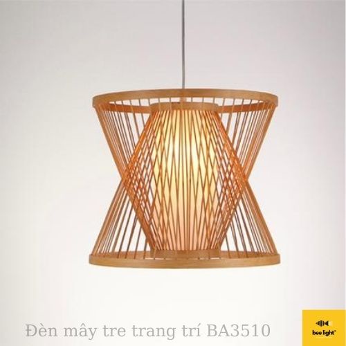 Đèn Mây Tre: Mẫu đèn mây tre hình xô xéo đối xứng kiểu Nhật trang trí BA3510