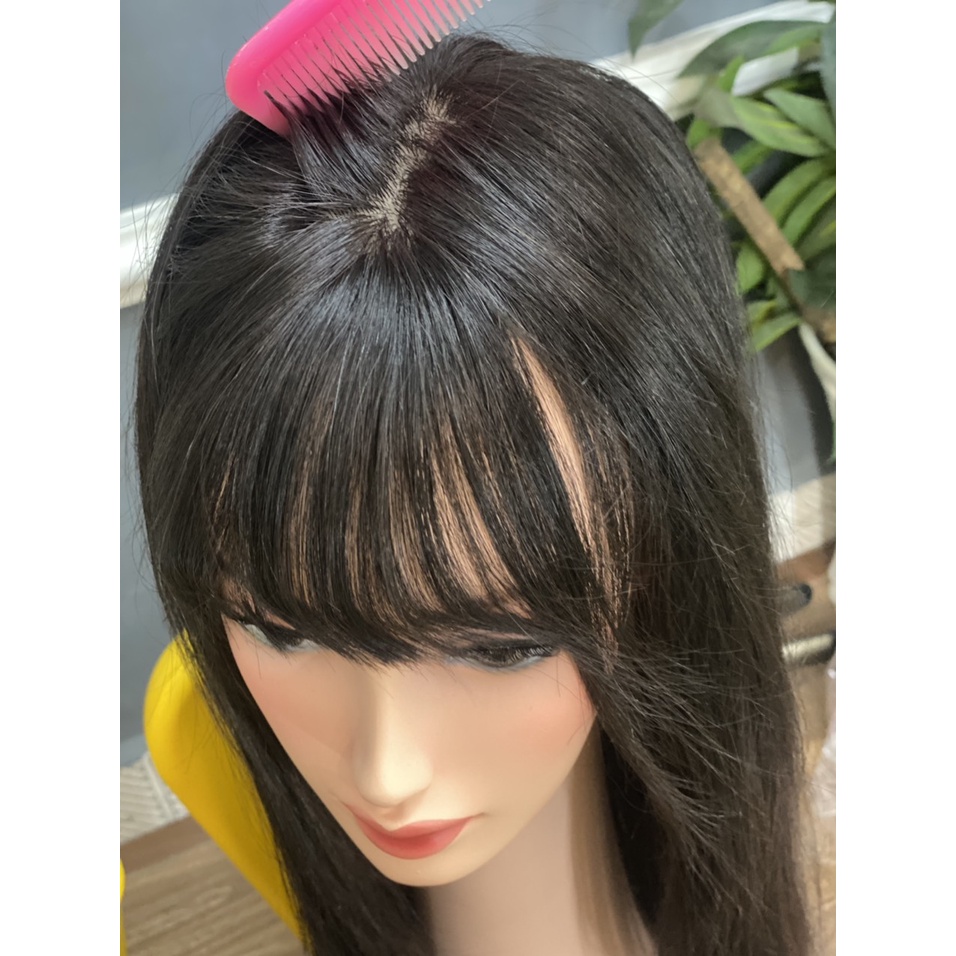 Tóc giả nguyên đầu đầu bằng tóc thật 100% mượt đẹp siêu da 3D cao cấp 50cm