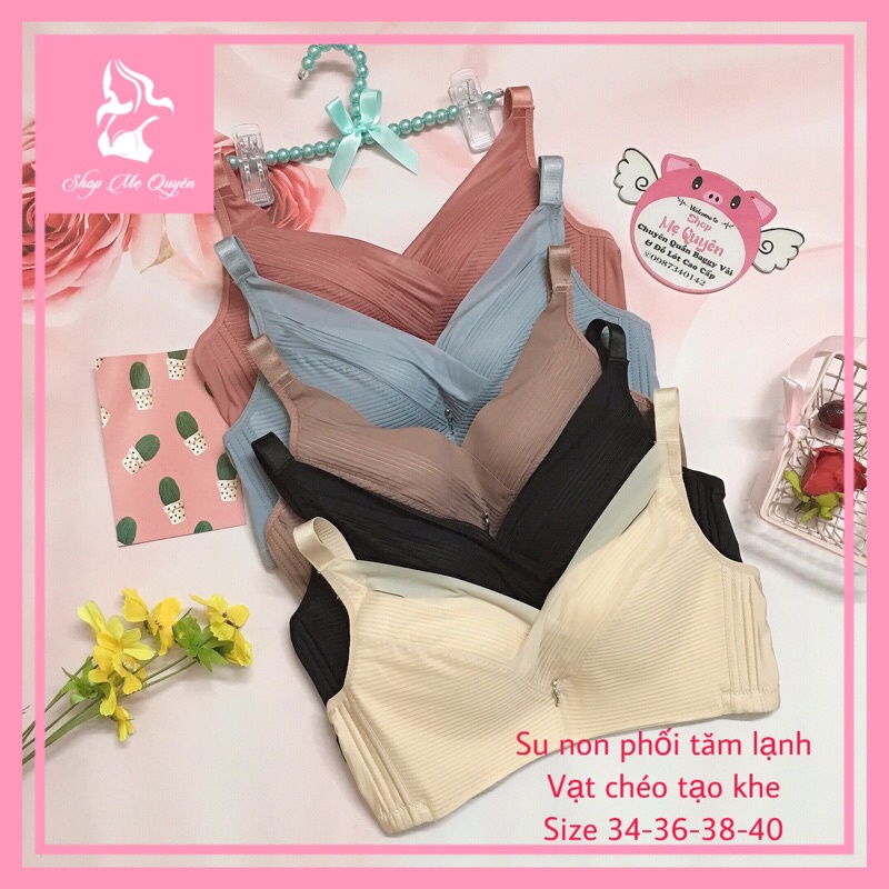 Áo lót su non mút 1,5cm không gọng phối voan tăm chống xệ, tạo khe ngực siêu tốt