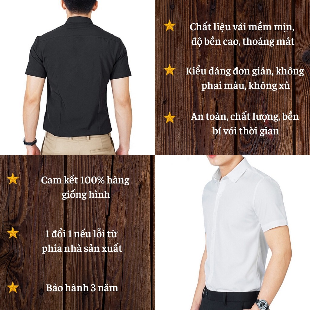 Áo Sơ Mi Nam Ngắn Tay H&H-SM03 Sơ Mi Trơn Dáng Body Phong Cách Lịch Lãm - 3 Màu