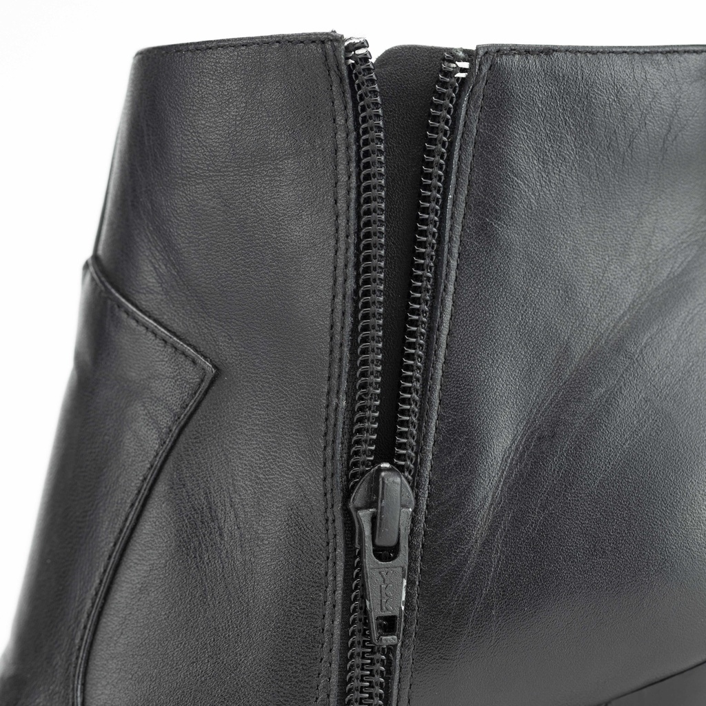 Boot nữ PABNO PN652, Giày Bốt nữ da mịn cổ cao gót vuông 8cm, Giày boot nữ chính hãng khóa bên mũi nhọn cao cấp