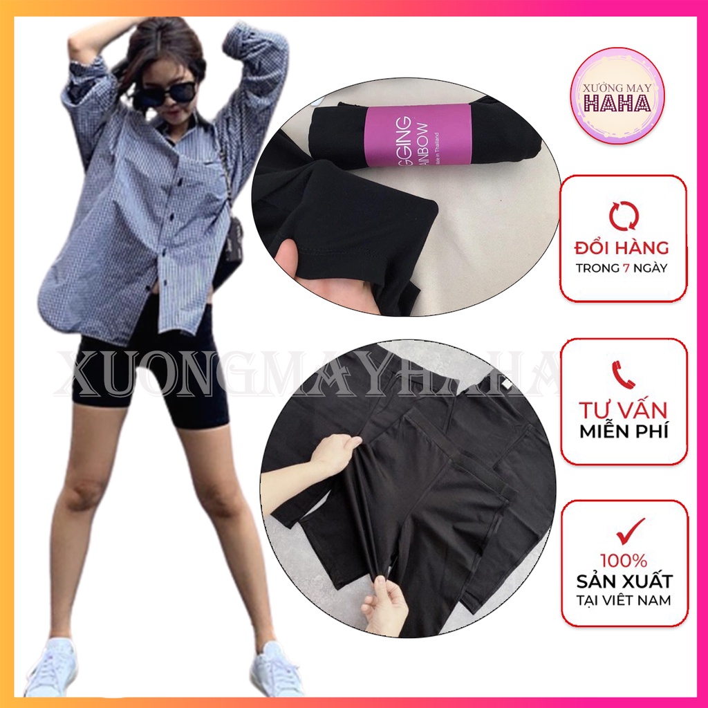 Quần legging đùi cuộn tím _ Quần legging ngố đùi thái cạp chun siêu mịn